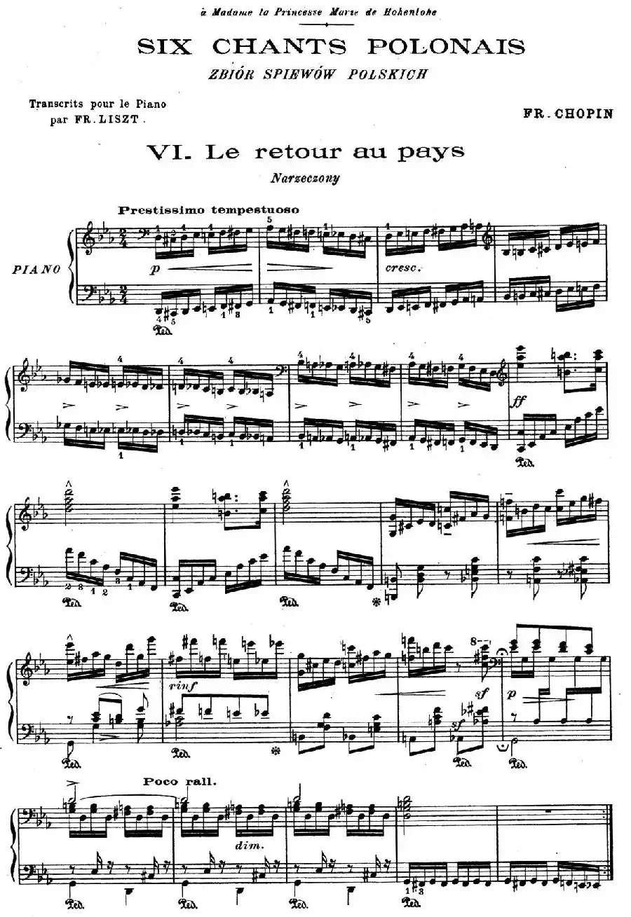 6 Chants Polonais S.480（6首波兰歌曲·Ⅵ）