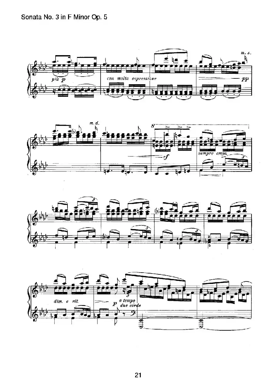Piano Sonata No.3 in f Minor Op.5（f小调第三钢琴奏鸣曲）