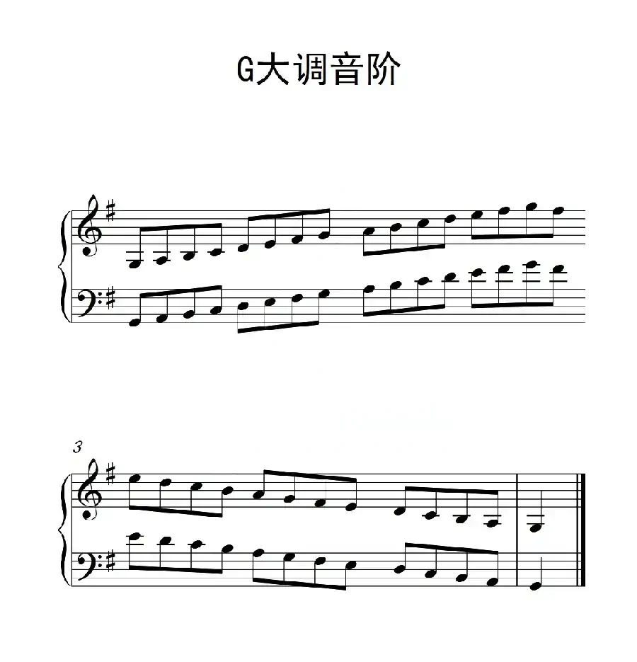 第一级 G大调音阶（中国音乐学院钢琴考级作品1~6级）