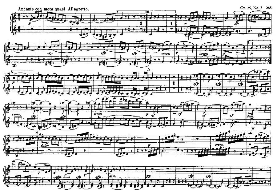 String Quartet No.9 in C Major Op.59-3 - 4 Hands（C大调第九弦乐四重奏·四手联弹）