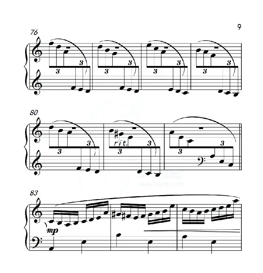 第五级A组 帕格尼尼主题变奏曲（选段）（中国音乐学院钢琴考级作品1~6级）