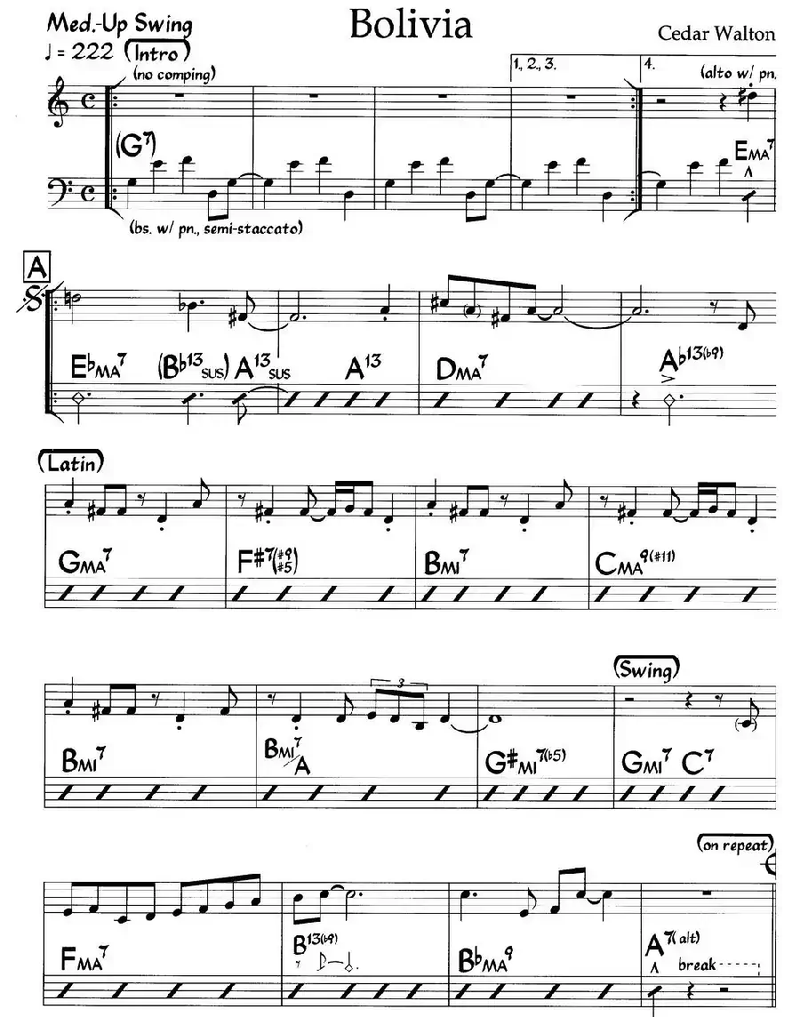 Bolivia(玻利维亚)(爵士钢琴曲)