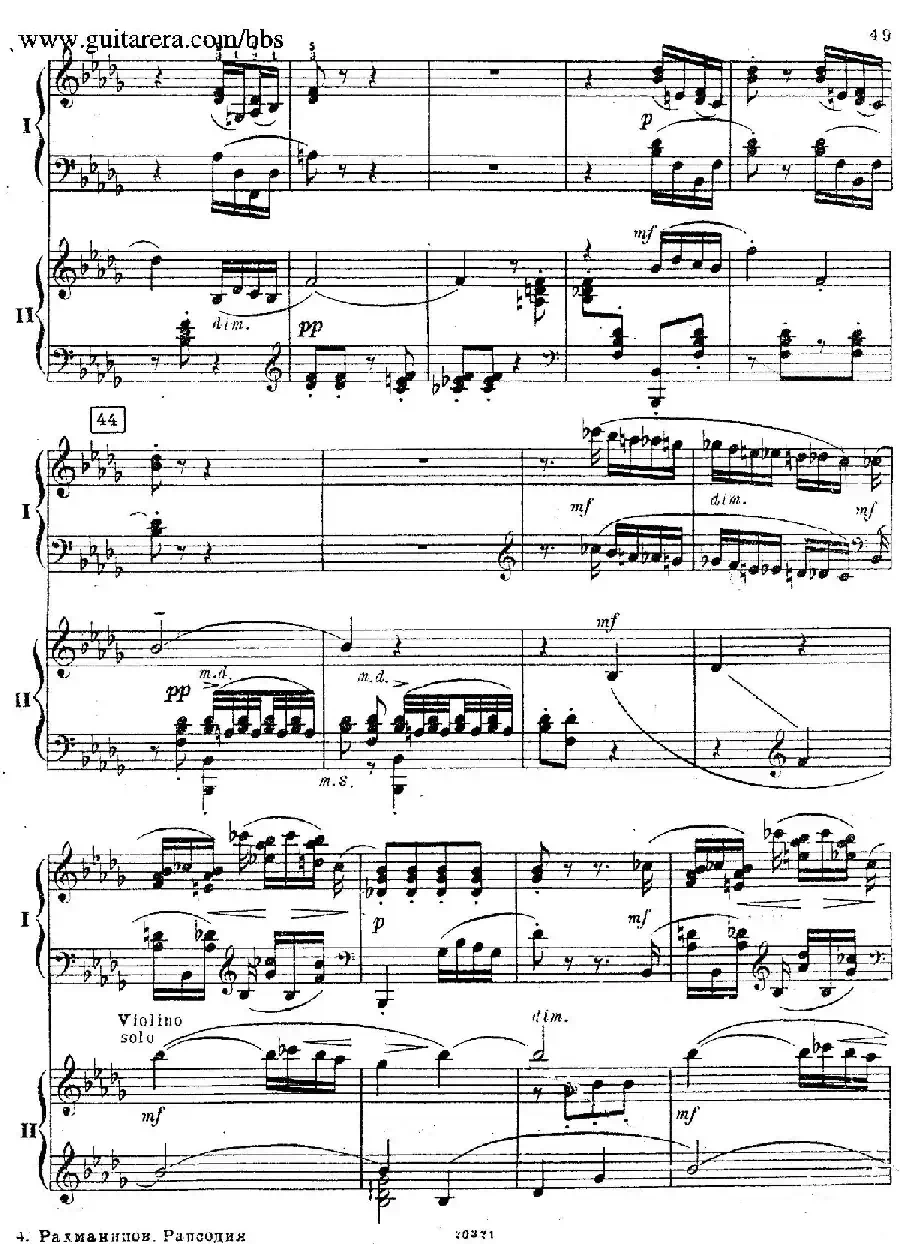 Rhapsody On A Theme Of Paganini Op.43（帕格尼尼主题狂想曲·双钢琴）（P41——60）