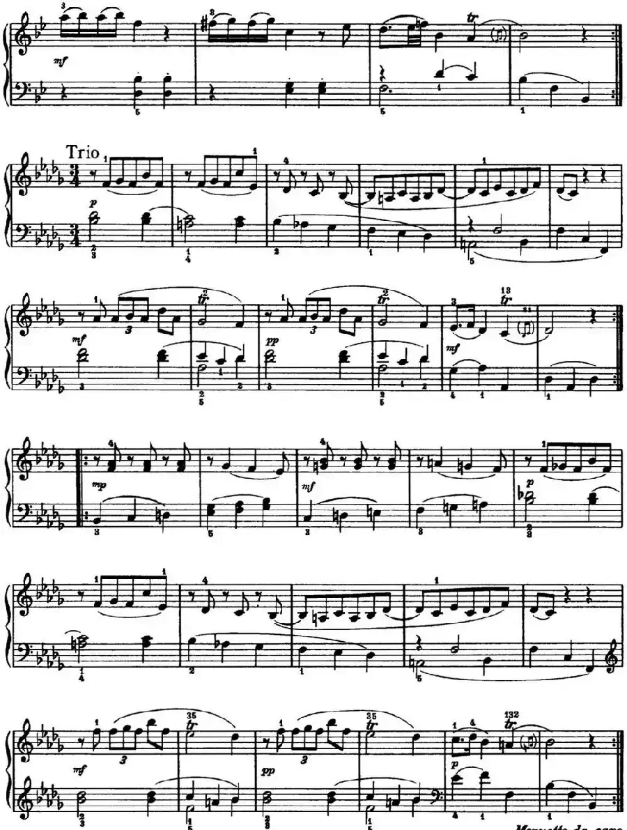 海顿 钢琴奏鸣曲 Hob XVI 2 Partita B-flat major