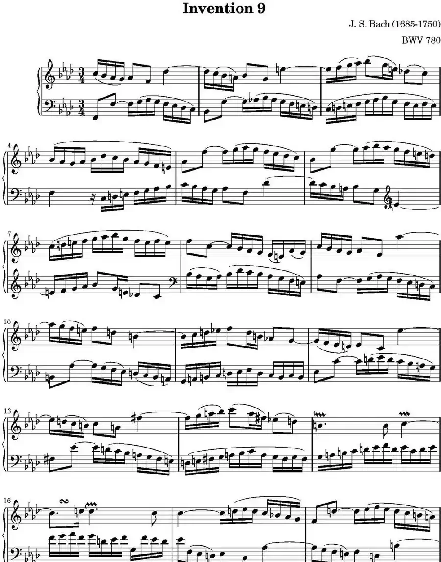 15首巴赫二部创意曲集（NO.9）