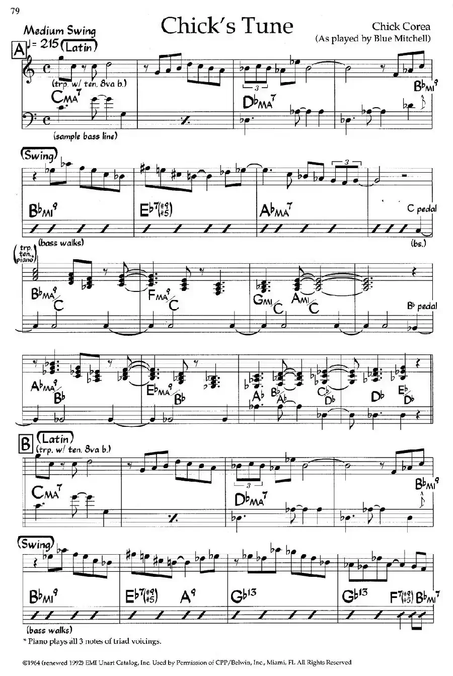 Chick's Tune（爵士钢琴曲）