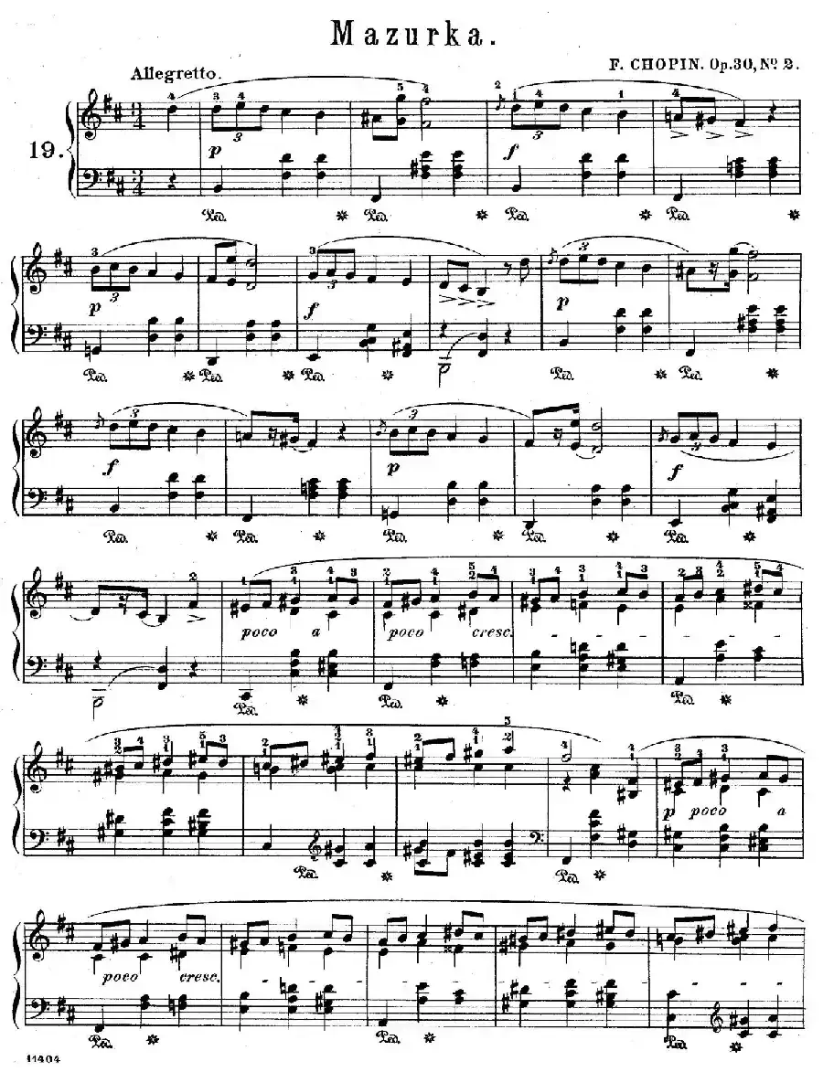 Quatre Mazurkas Op.30（4首玛祖卡舞曲·2）