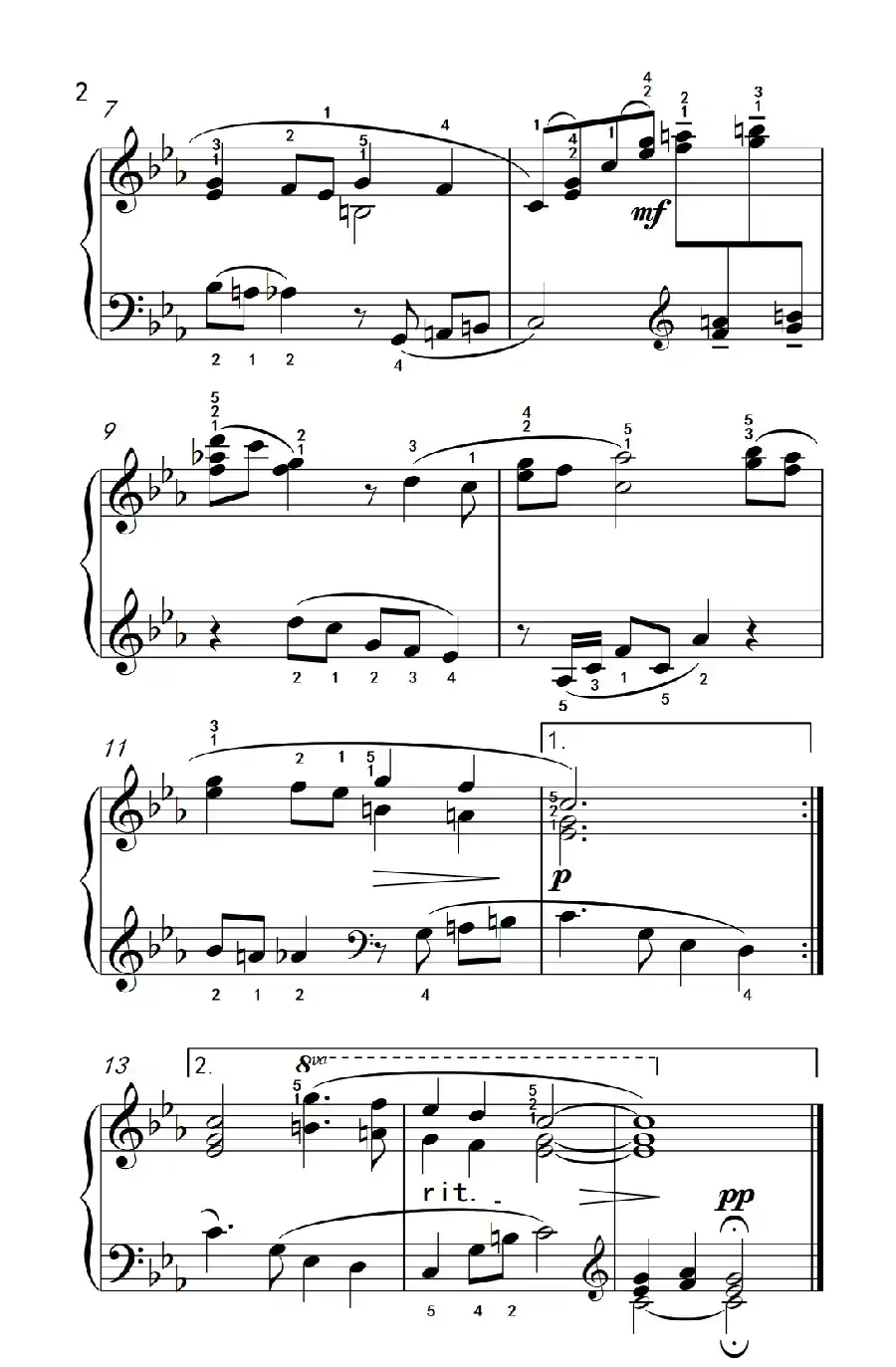 莫斯科郊外的晚上（约翰·汤普森 成人钢琴教程 第三册）