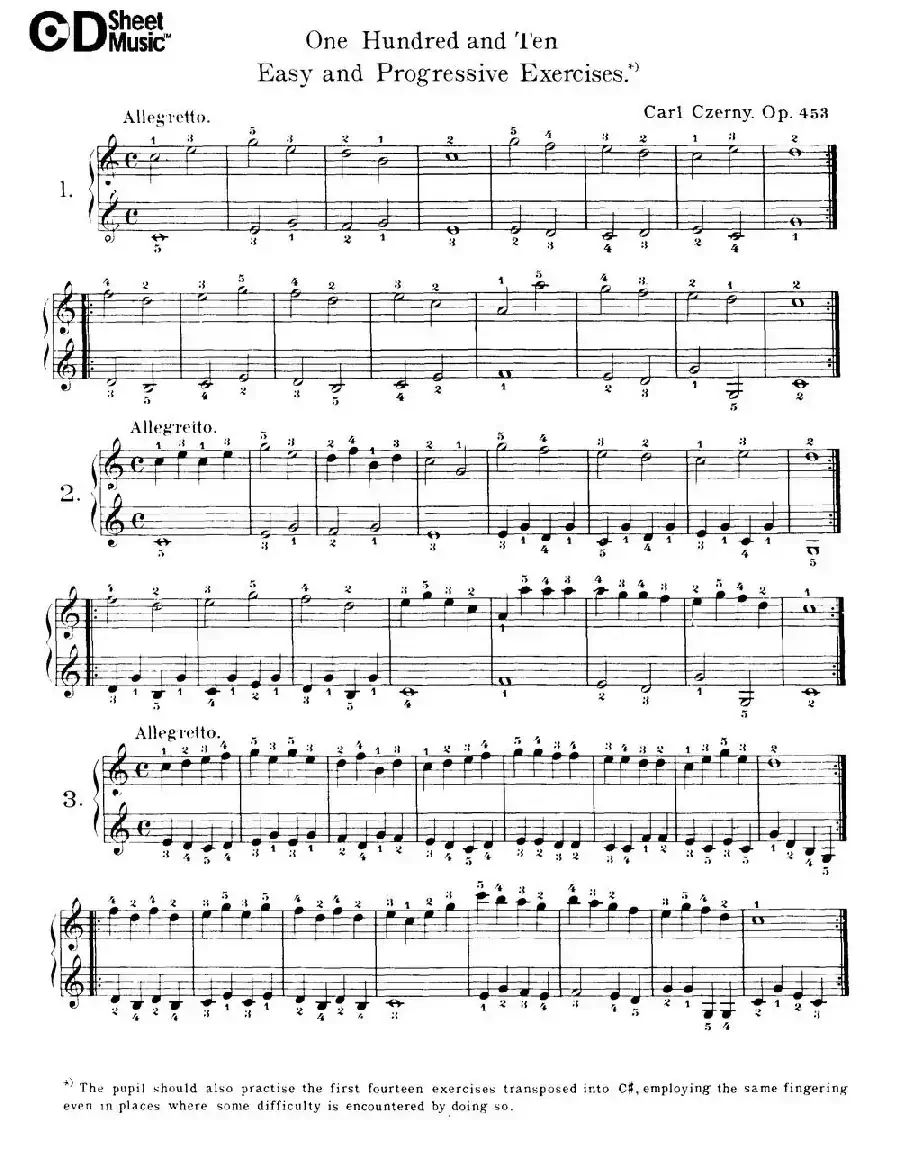 One Hundred and Ten Easy and Progressive Exercises Op.453（车尔尼110首简易练习曲 1——10）