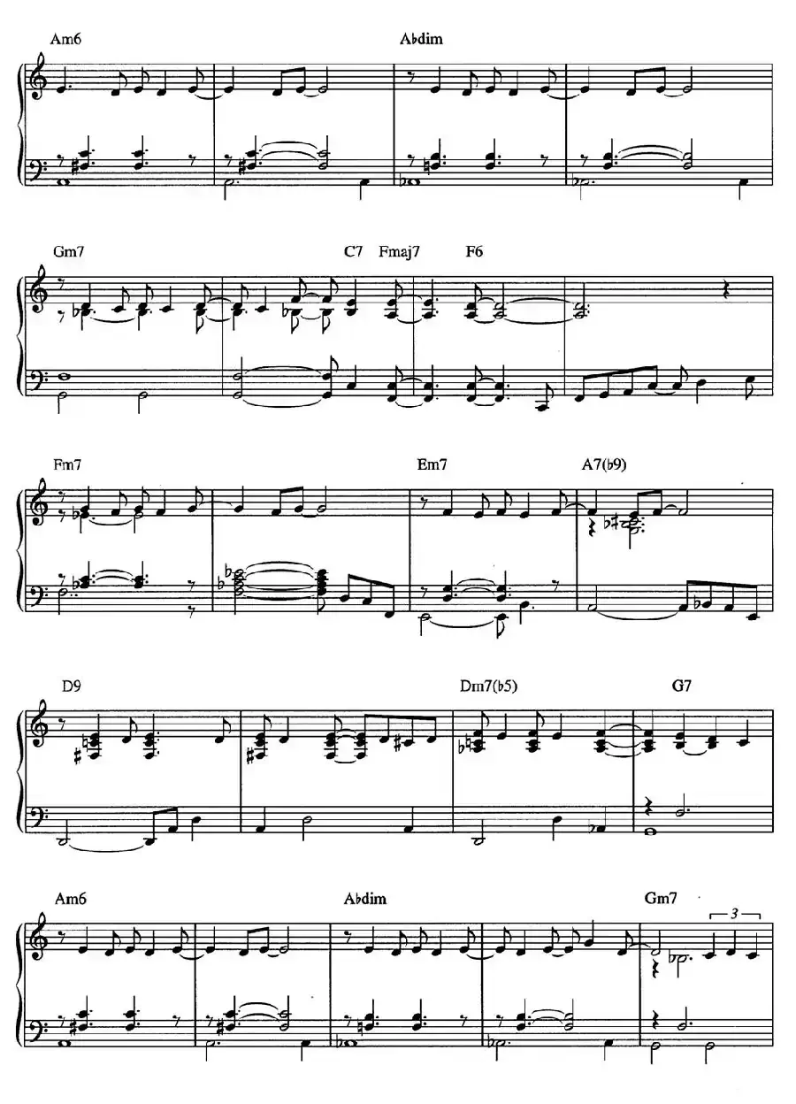 Quiet Nights Of Quiet Stars（Corcovado）（爵士钢琴酒吧独奏钢琴谱）