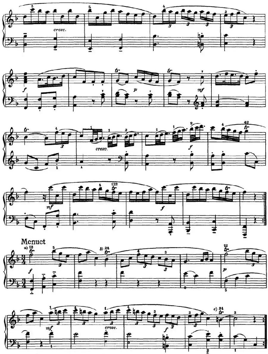 海顿 钢琴奏鸣曲 Hob XVI 9 Divertimento F major