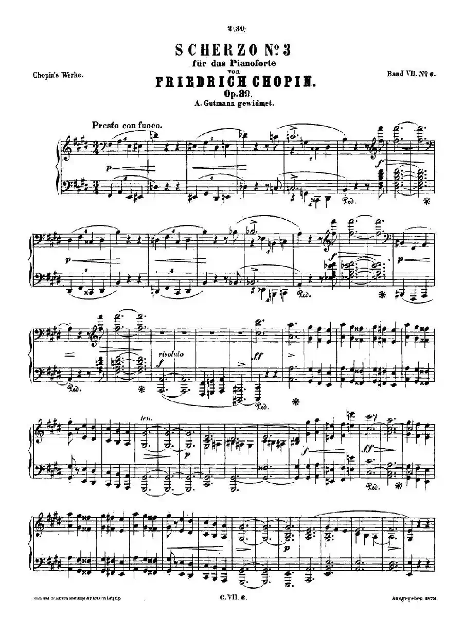 肖邦 钢琴谐谑曲 Chopin Scherzo（No.3 升c小调，Op.39）
