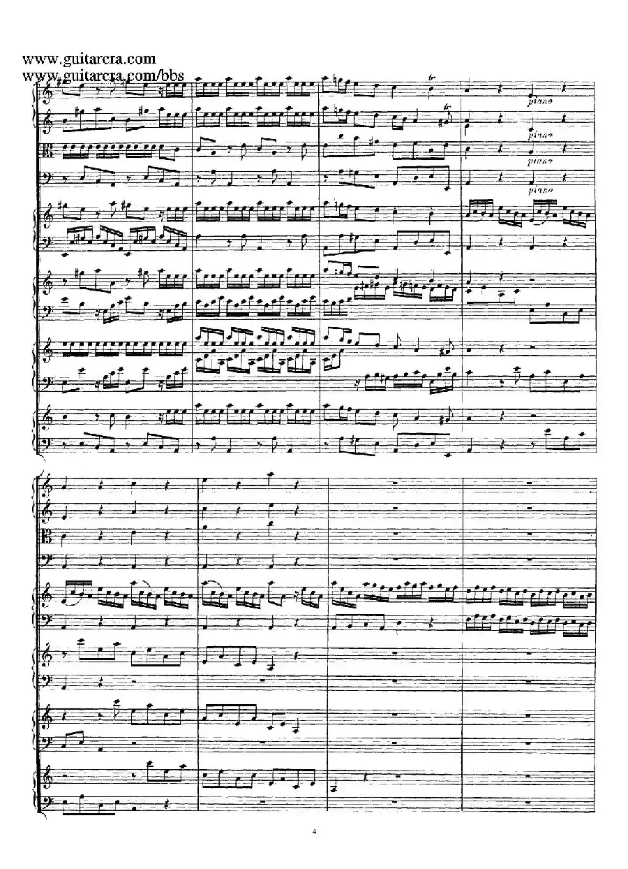 为四架古钢琴而作的a小调协奏曲 BWV 1065（总谱）