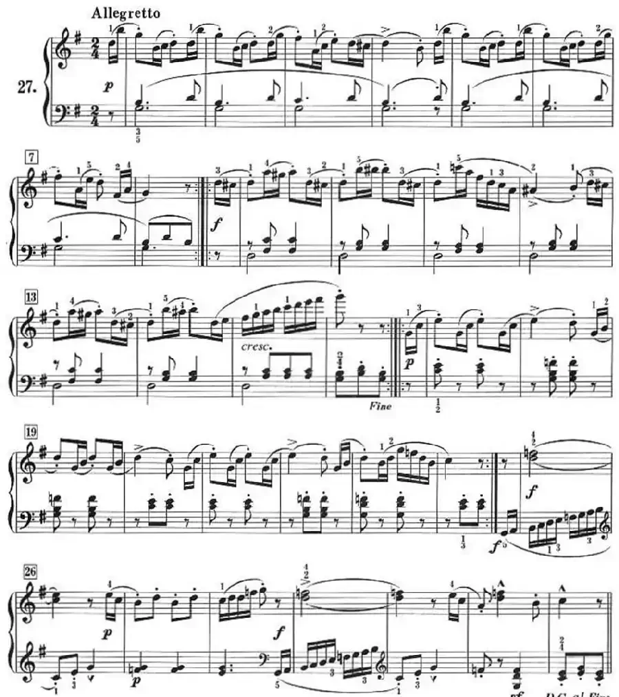 50首莱蒙钢琴练习曲 作品37（NO.27）