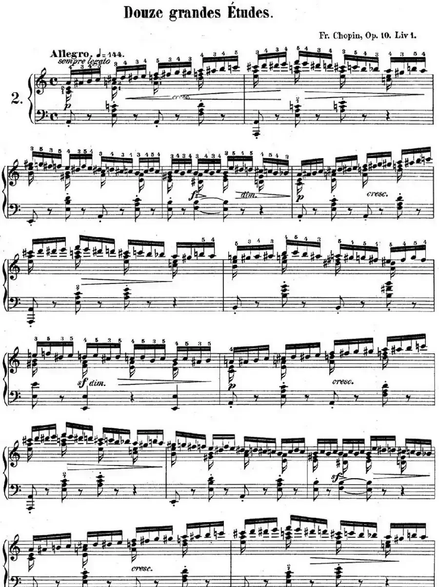 肖邦练习曲2 Op.10 No.2 a小调 A minor