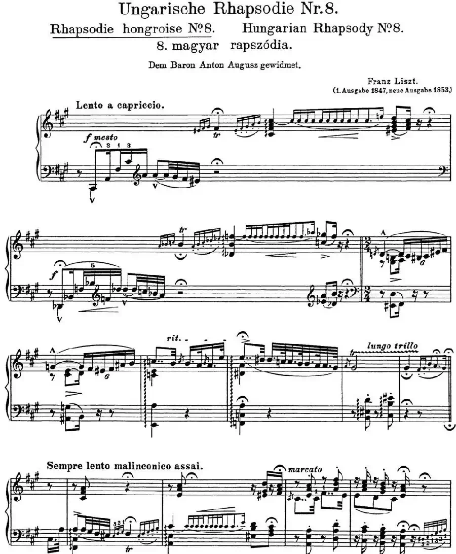 李斯特 匈牙利狂想曲 Hungarian Rhapsodies S.244 No.8