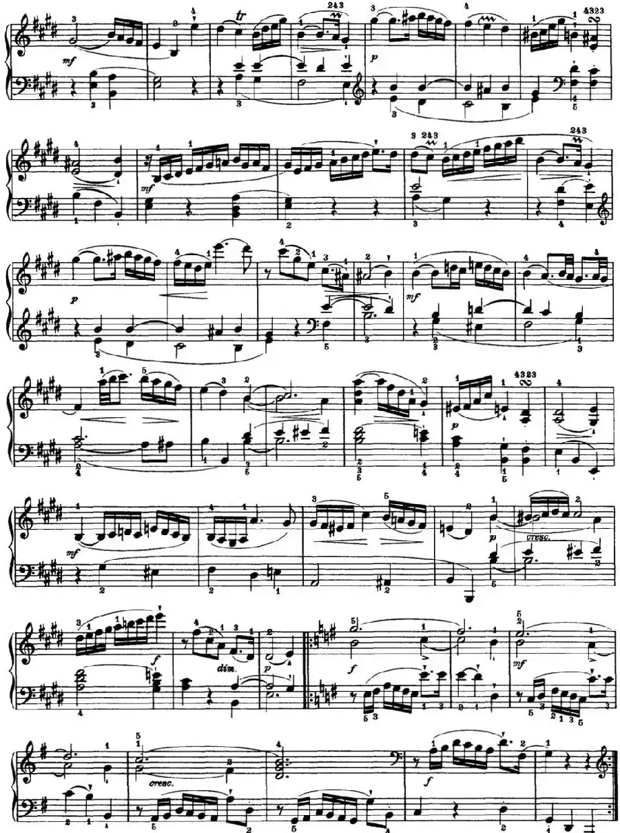 海顿 钢琴奏鸣曲 Hob XVI 22 in E major