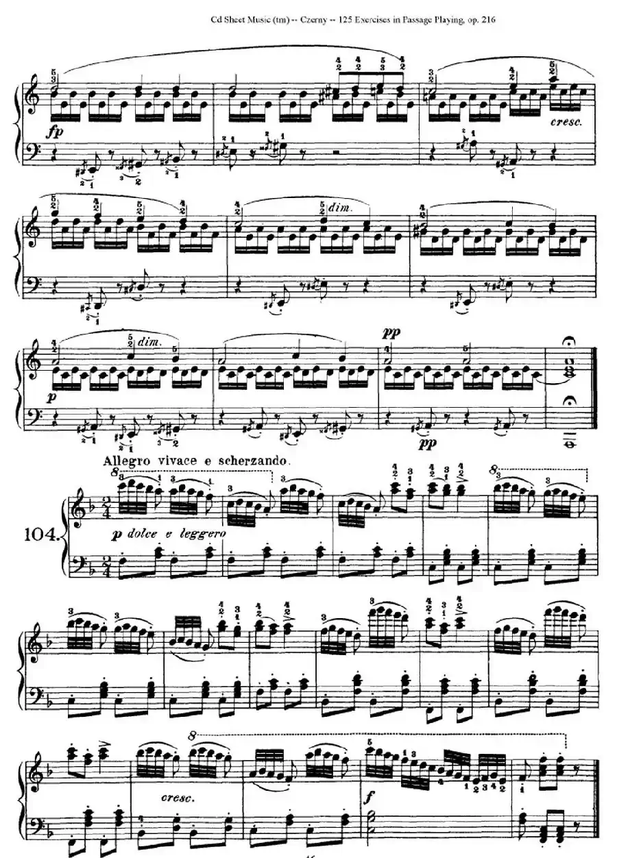 125 Exercises in Passage Playing Op.261（车尔尼125首钢琴短乐句练习曲（95——111））