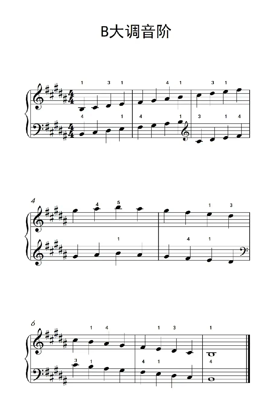 B大调音阶(孩子们的钢琴音阶、和弦与琶音 2)