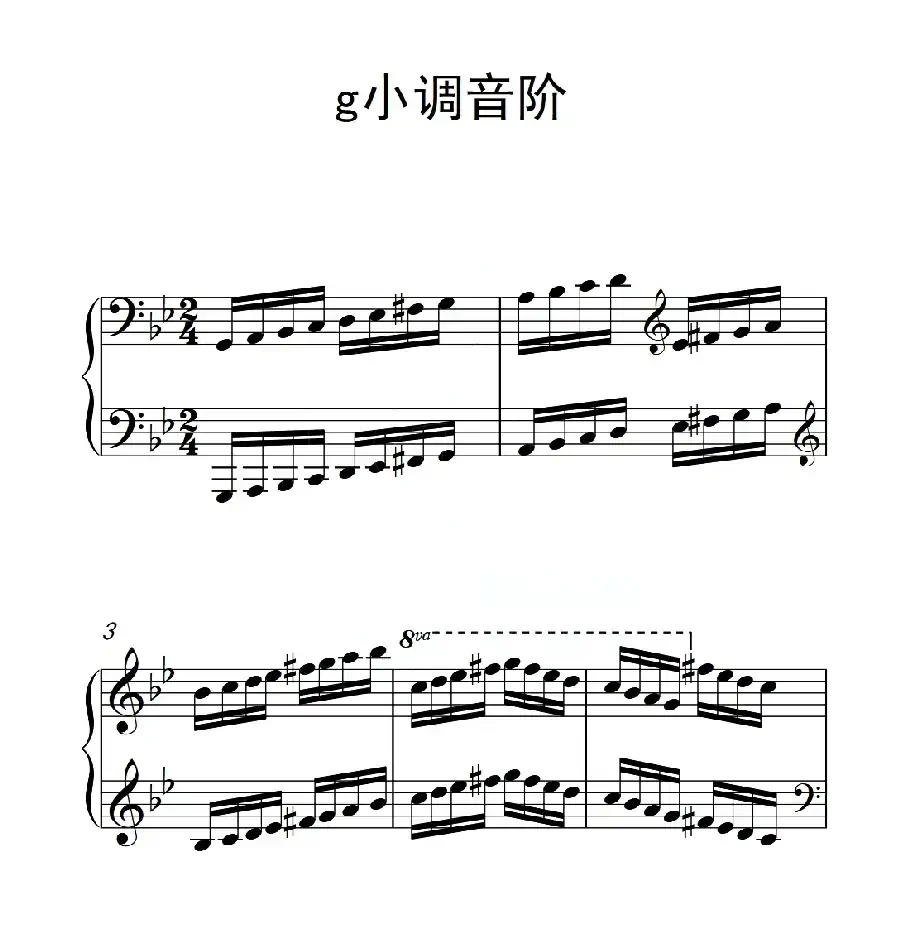 第五级 g小调音阶（中国音乐学院钢琴考级作品1~6级）