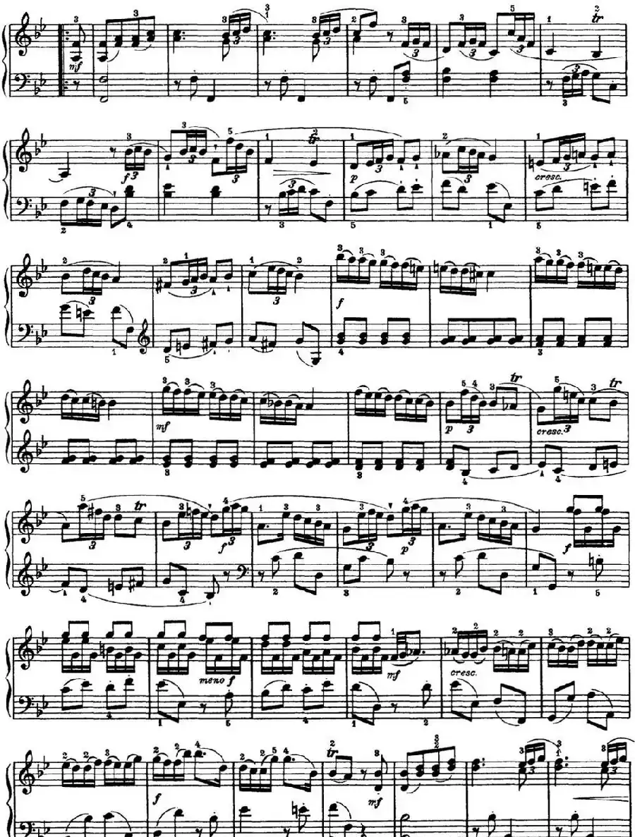 海顿 钢琴奏鸣曲 Hob XVI 2 Partita B-flat major