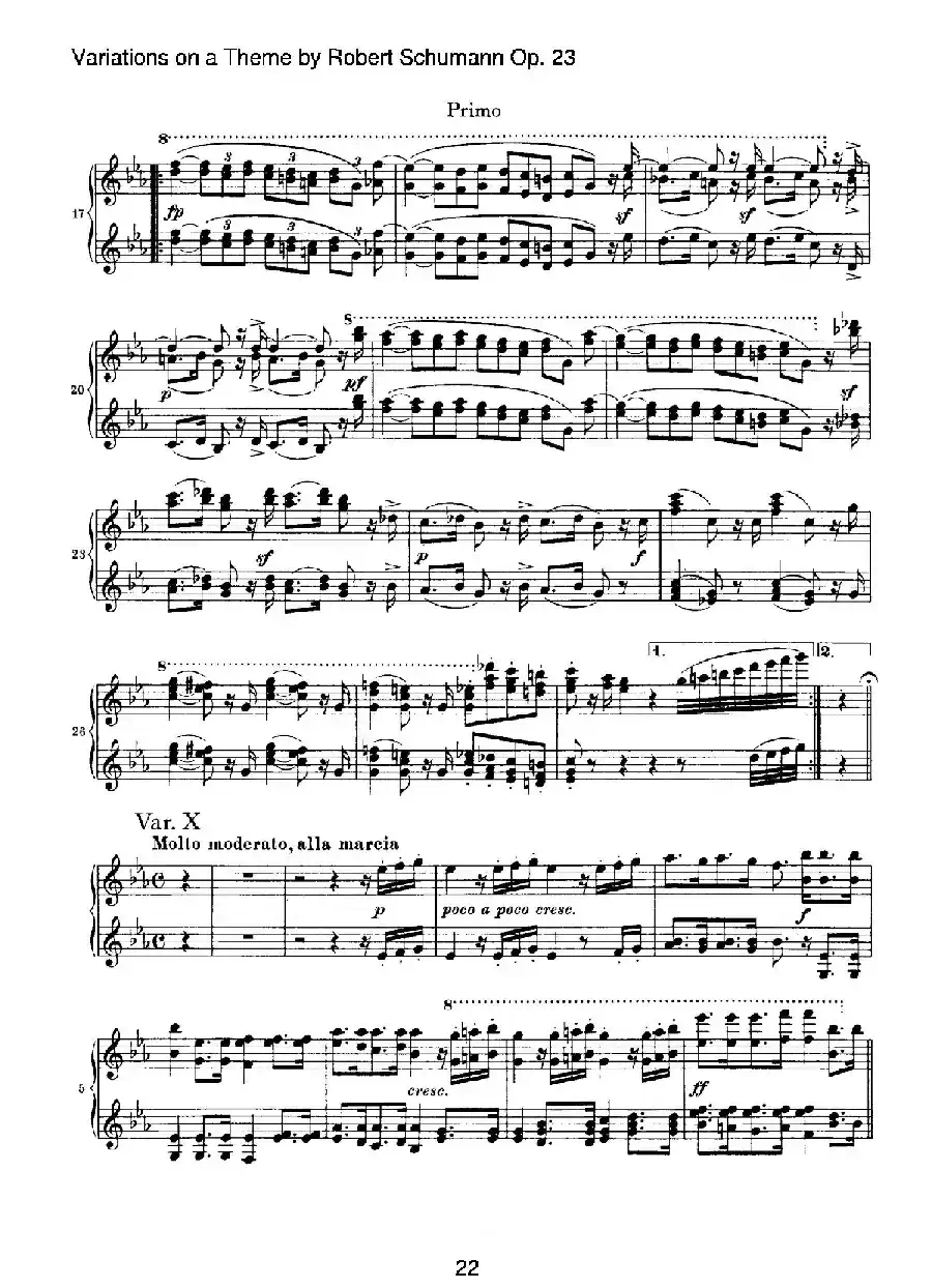 ​Variations on a Theme by Robert Schumann Op.23（舒曼主题变奏曲）（四手联弹）