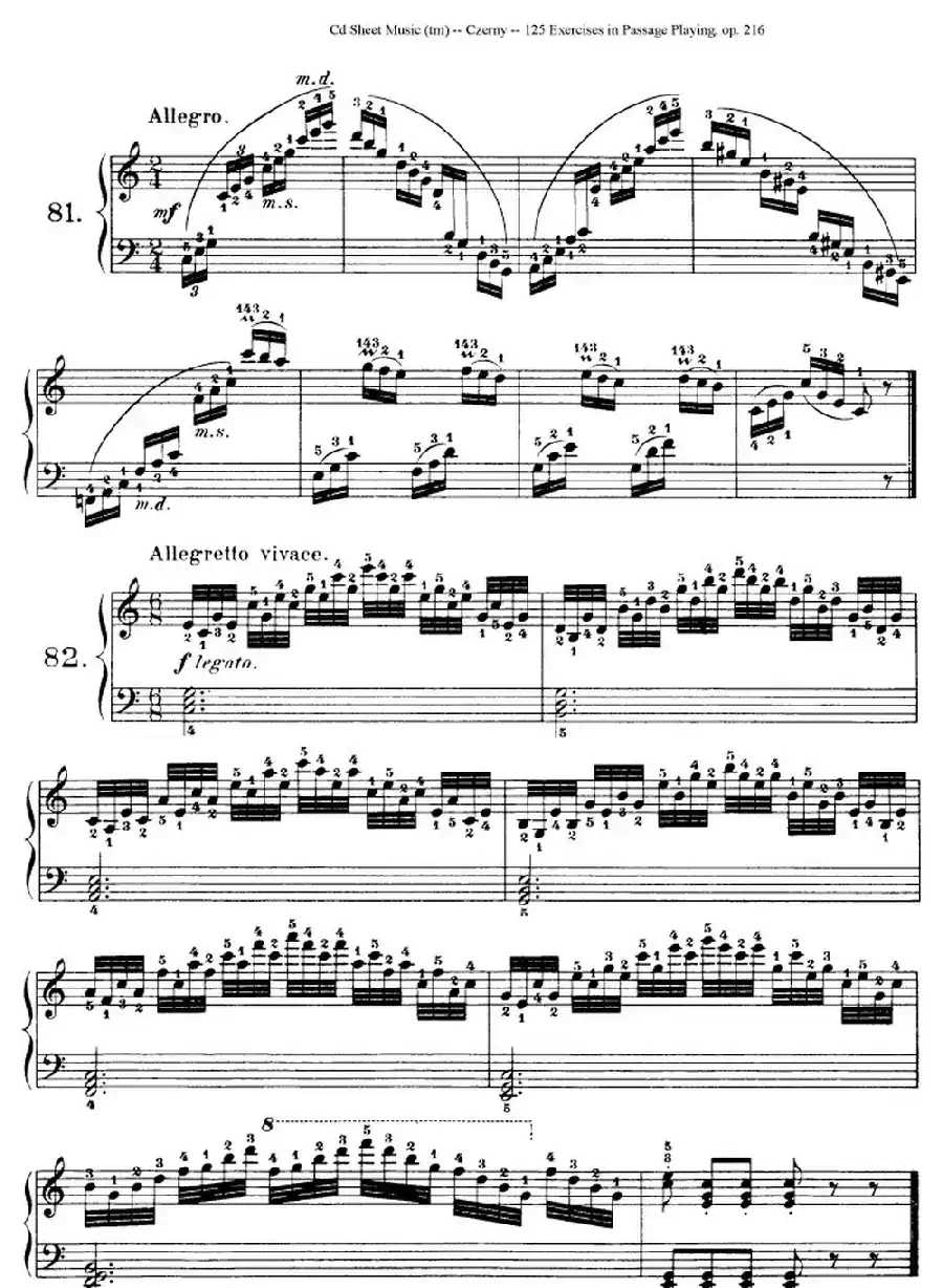 125 Exercises in Passage Playing Op.261（车尔尼125首钢琴短乐句练习曲（79——94）