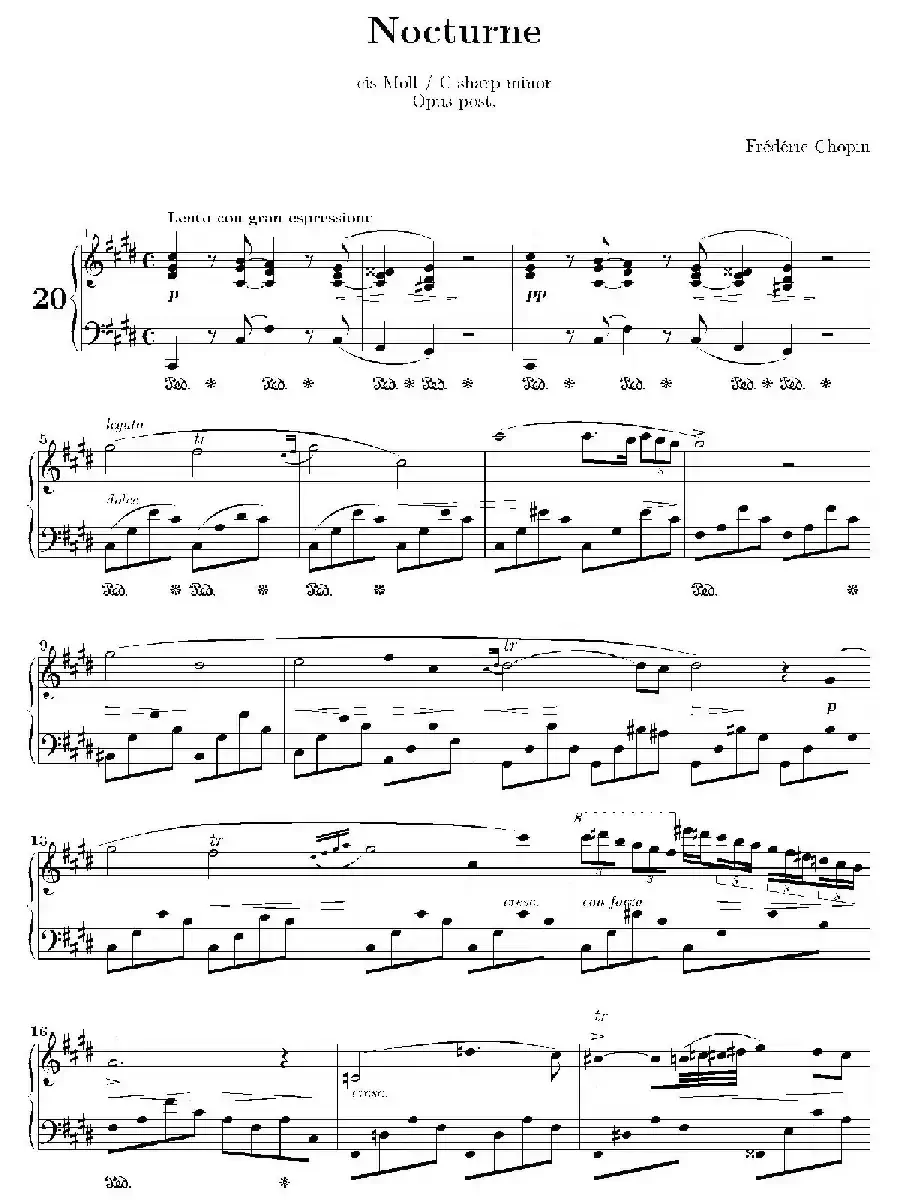 Nocturne in c-sharp Minor Op.posth （升c小调夜曲）