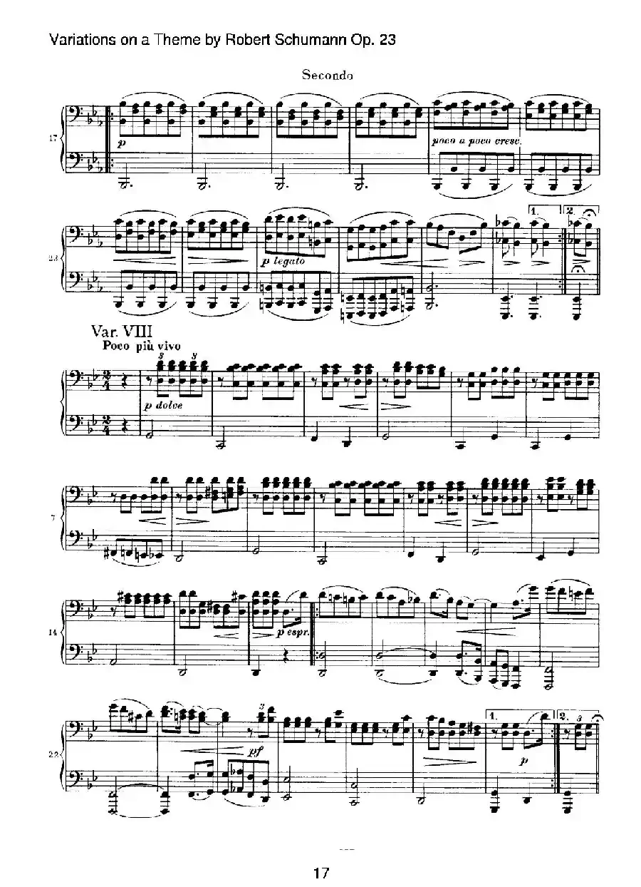 ​Variations on a Theme by Robert Schumann Op.23（舒曼主题变奏曲）（四手联弹）