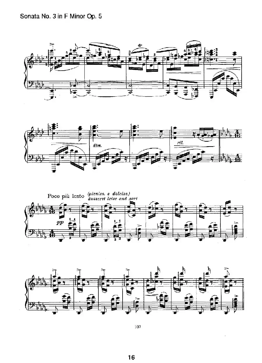 Piano Sonata No.3 in f Minor Op.5（f小调第三钢琴奏鸣曲）
