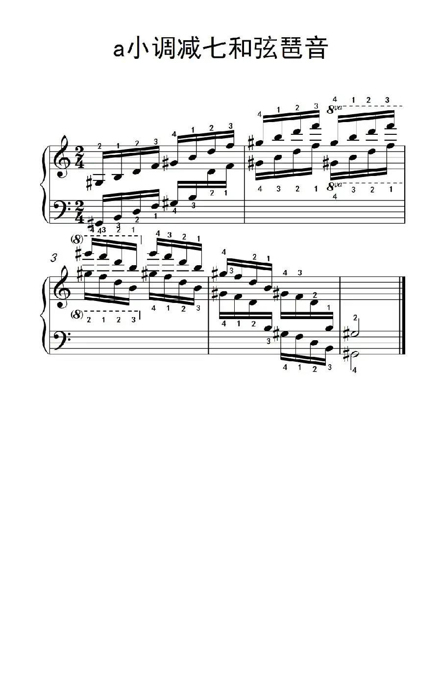 第九级2.a小调减七和弦琶音（中央音乐学院 钢琴（业余）考级教程 7-9级）
