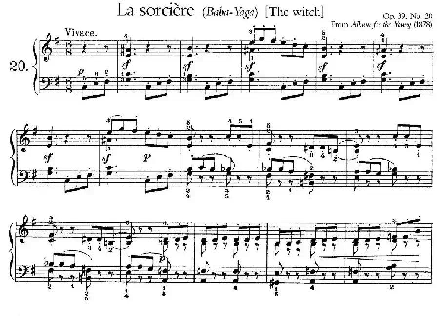 Album for the Young Op.39（儿童钢琴曲集）（20. 女巫巴巴 The Witch: Baba - Yaga）