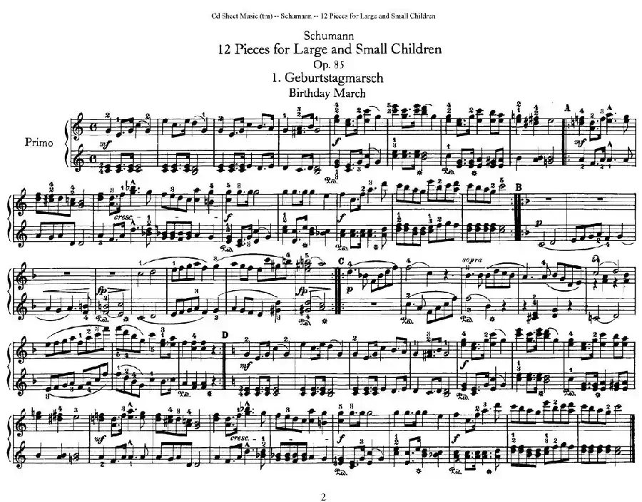 12首为孩子们而作的四手联弹曲 Op.85（四手联弹）（1）