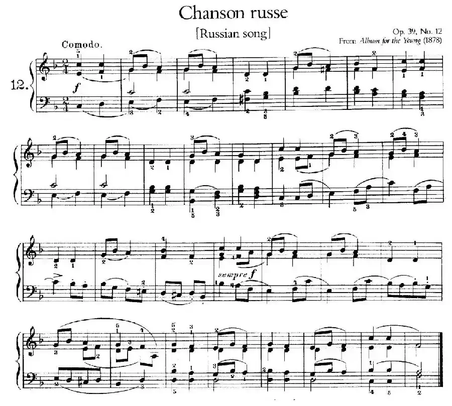 Album for the Young Op.39（儿童钢琴曲集）（12. 俄罗斯民歌 Russian Song）