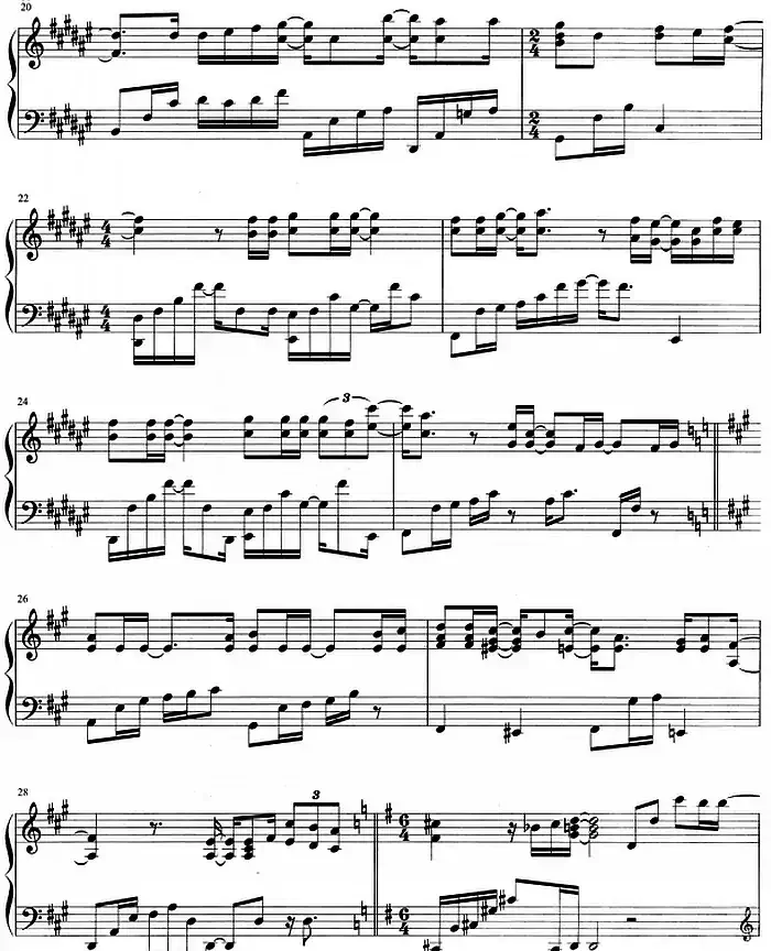 流行歌曲改编的钢琴曲：左边