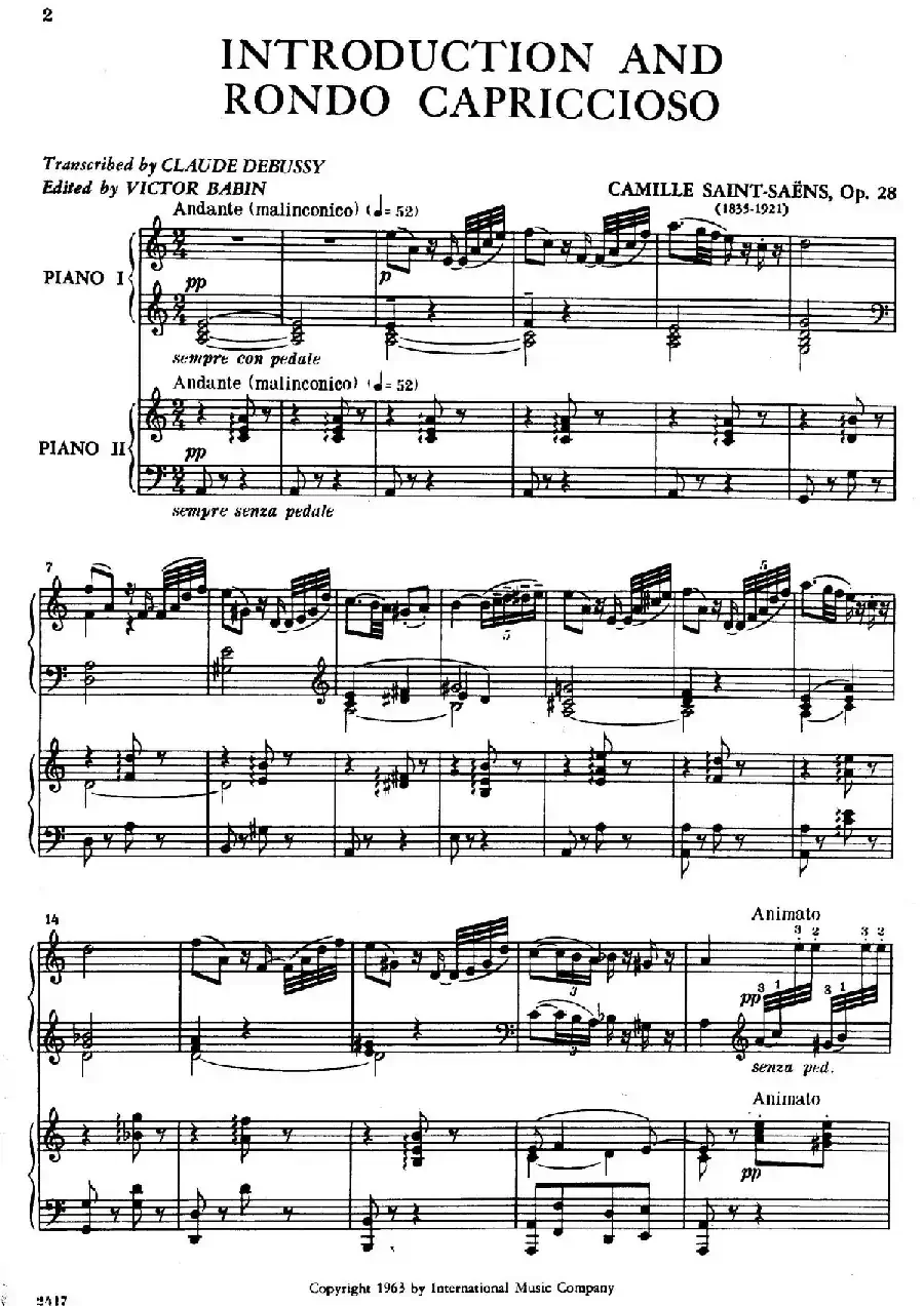 Introduction et Rondo Capriccioso Op.28（引子与随想回旋曲·双钢琴）