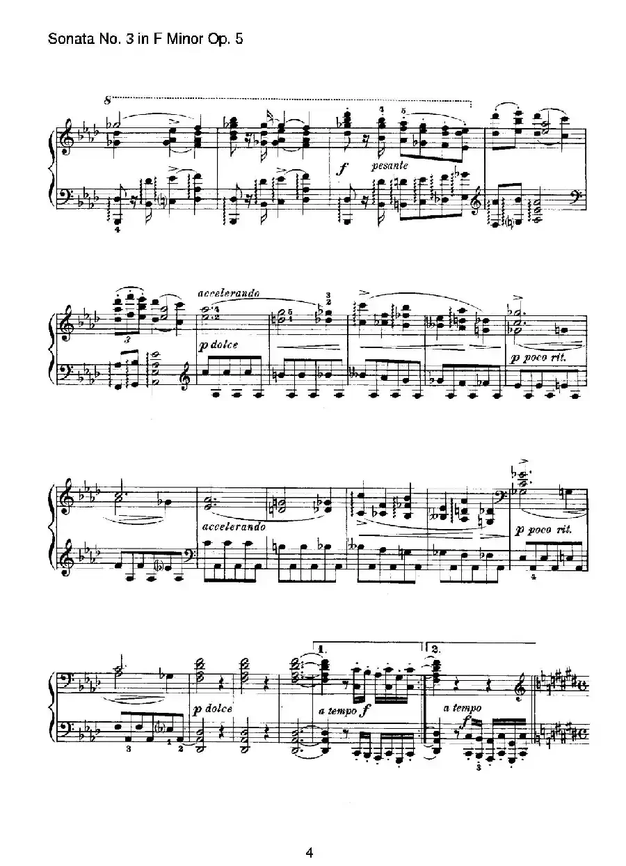 Piano Sonata No.3 in f Minor Op.5（f小调第三钢琴奏鸣曲）