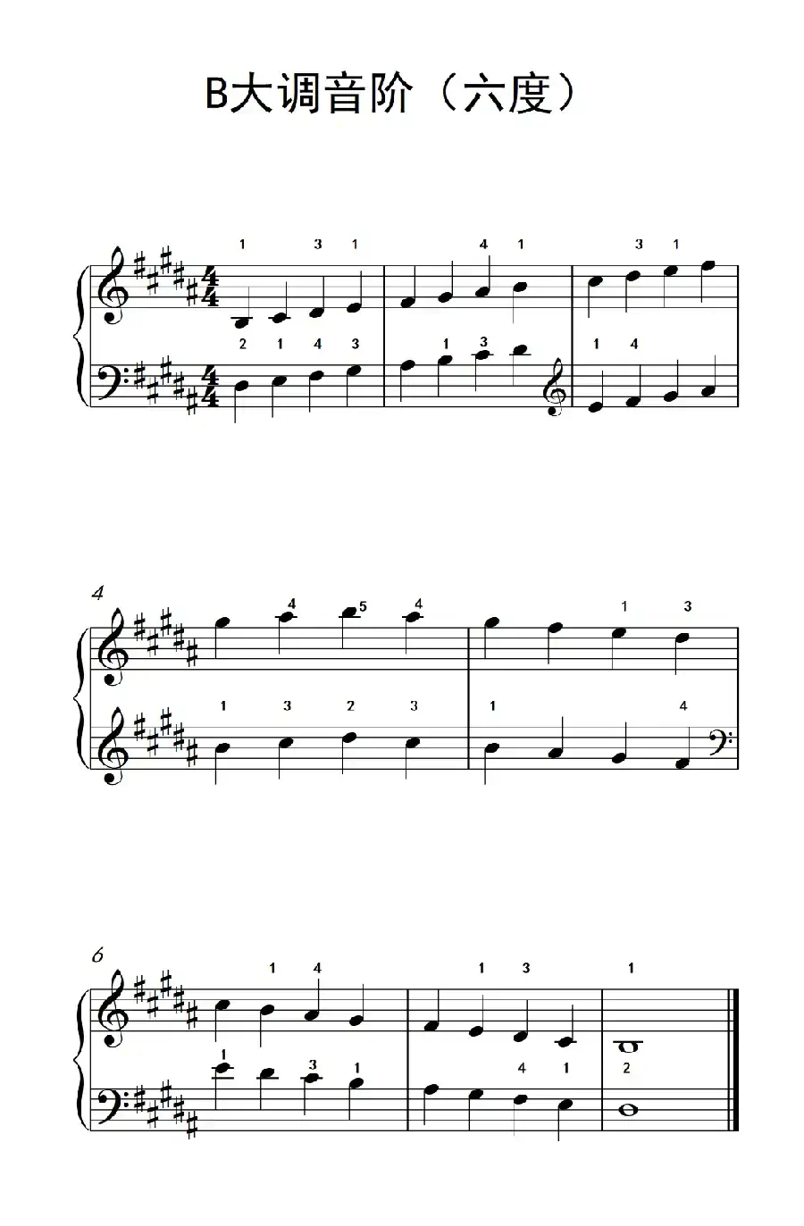 B大调音阶（六度）（孩子们的钢琴音阶、和弦与琶音 2）