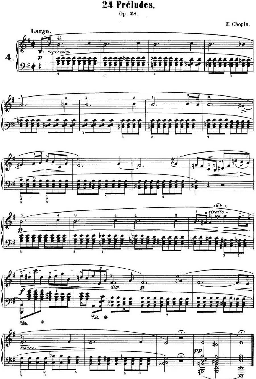 肖邦 24首钢琴前奏曲 Op.28 No.4 E小调