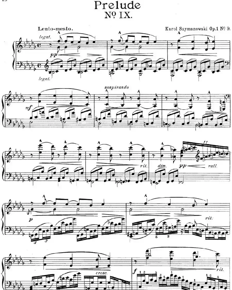 希曼诺夫斯基 9首钢琴前奏曲 Op.1 No.9