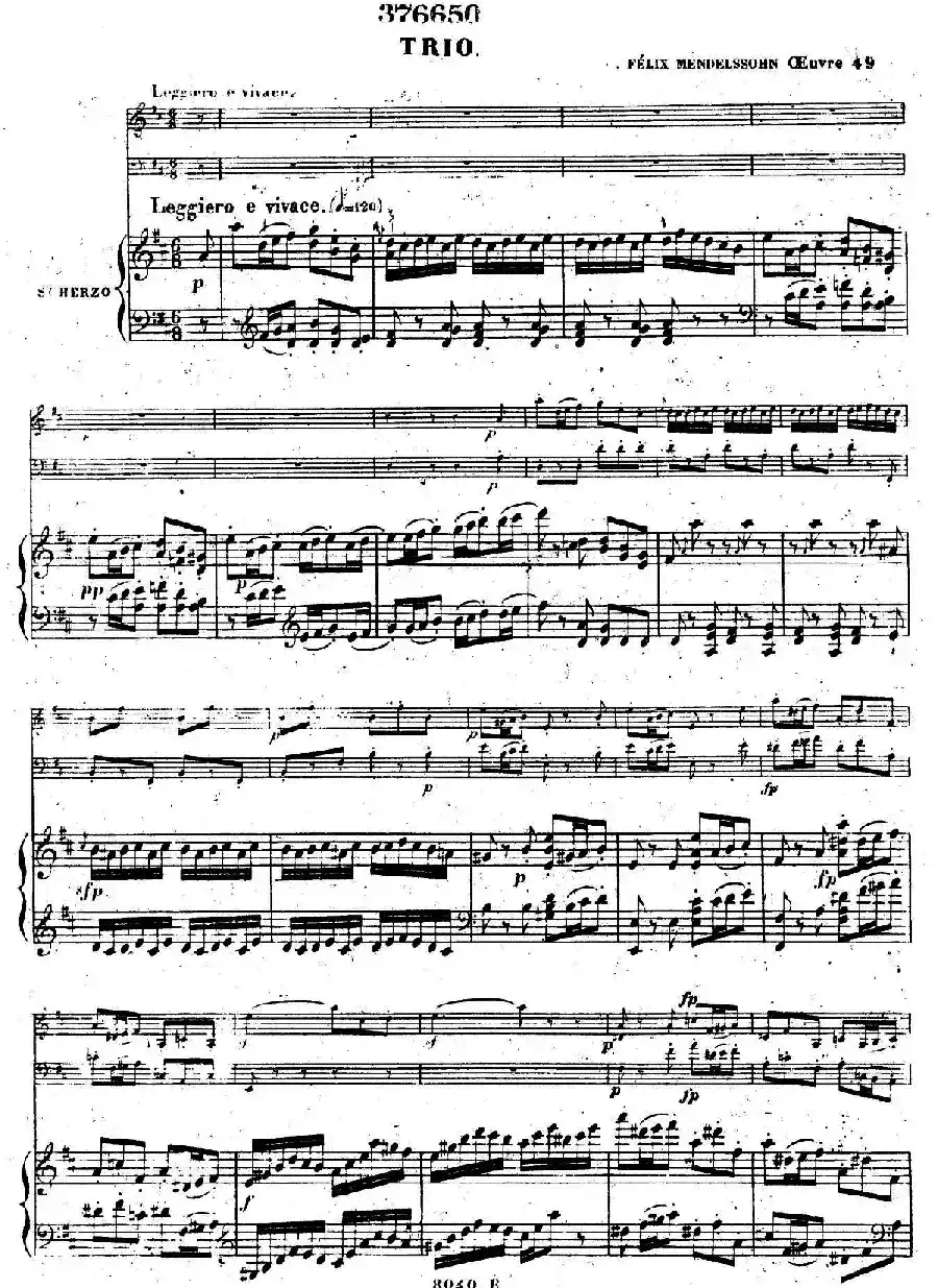 Piano Trio No.1 in d Minor Op.49（d小调第一钢琴三重奏·第三乐章）