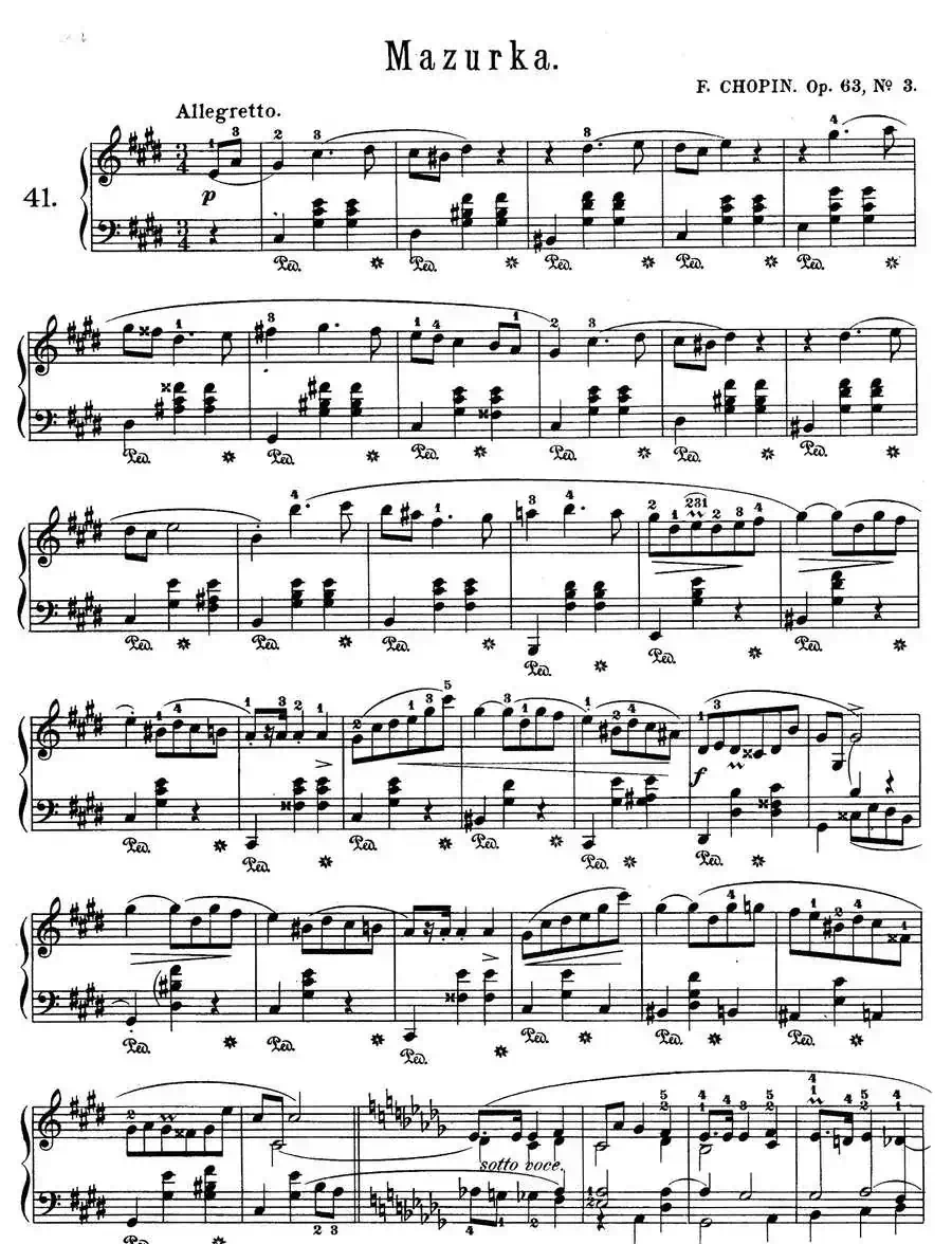 Trois Mazurkas Op·63（3首玛祖卡舞曲-3）