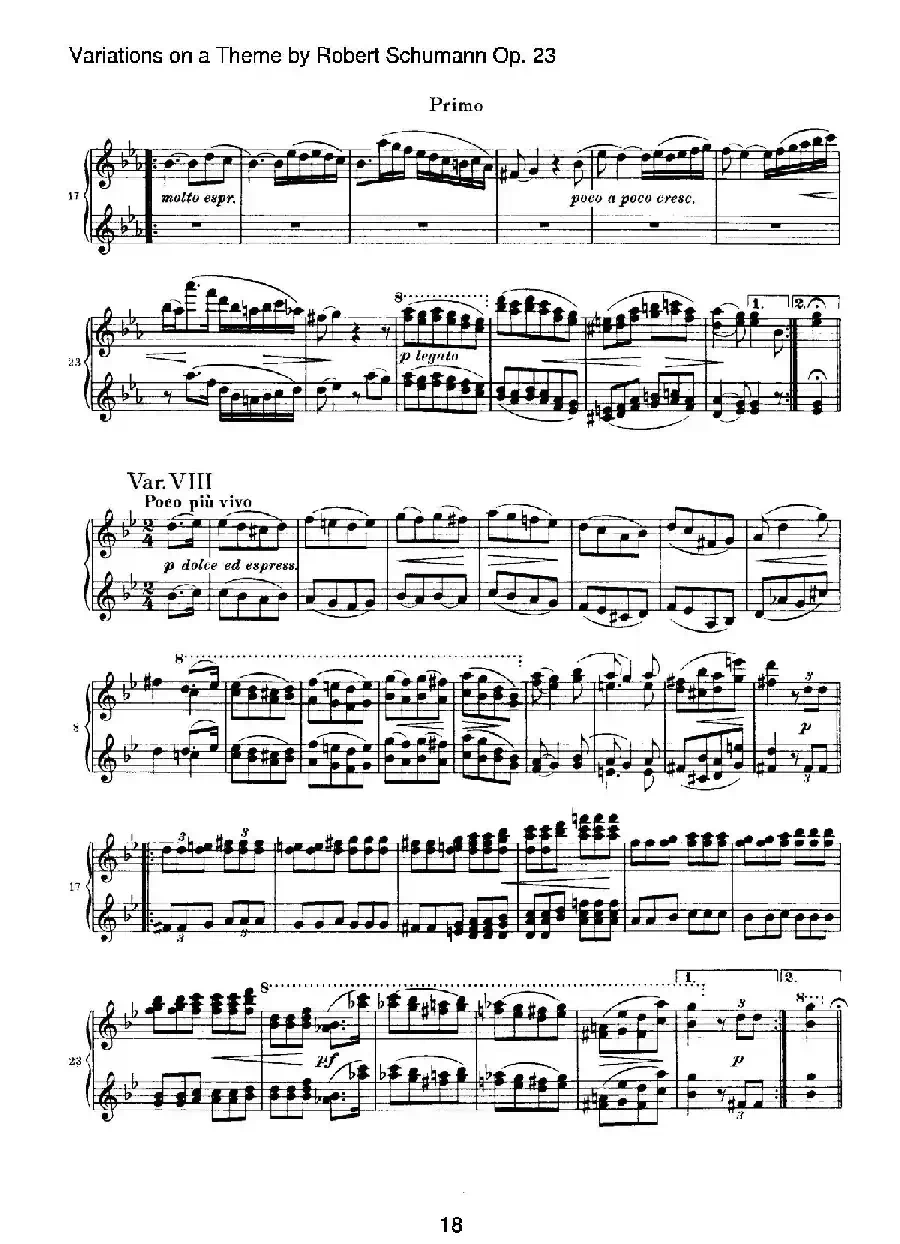 ​Variations on a Theme by Robert Schumann Op.23（舒曼主题变奏曲）（四手联弹）