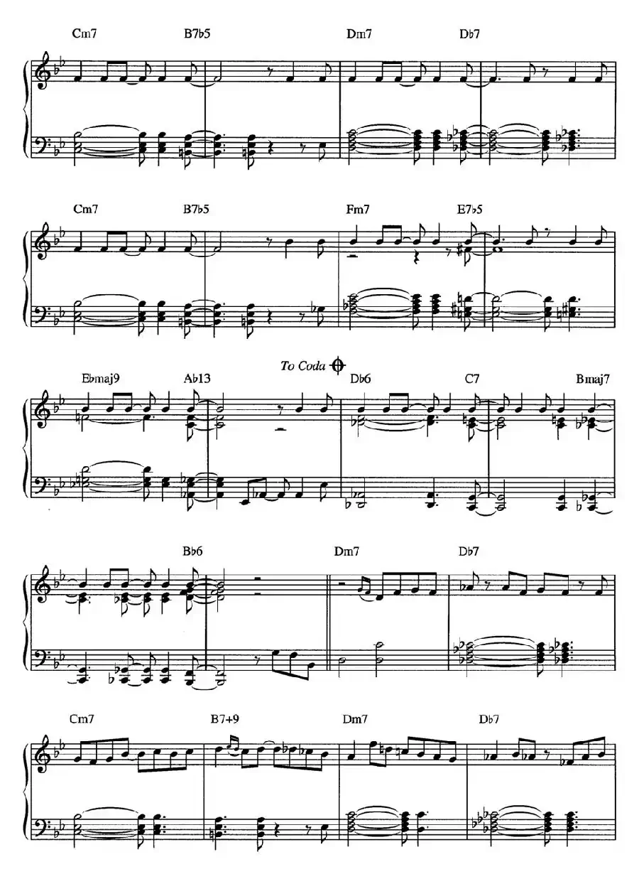 One Note Samba（samba de uma nota so）（爵士钢琴酒吧独奏钢琴谱）