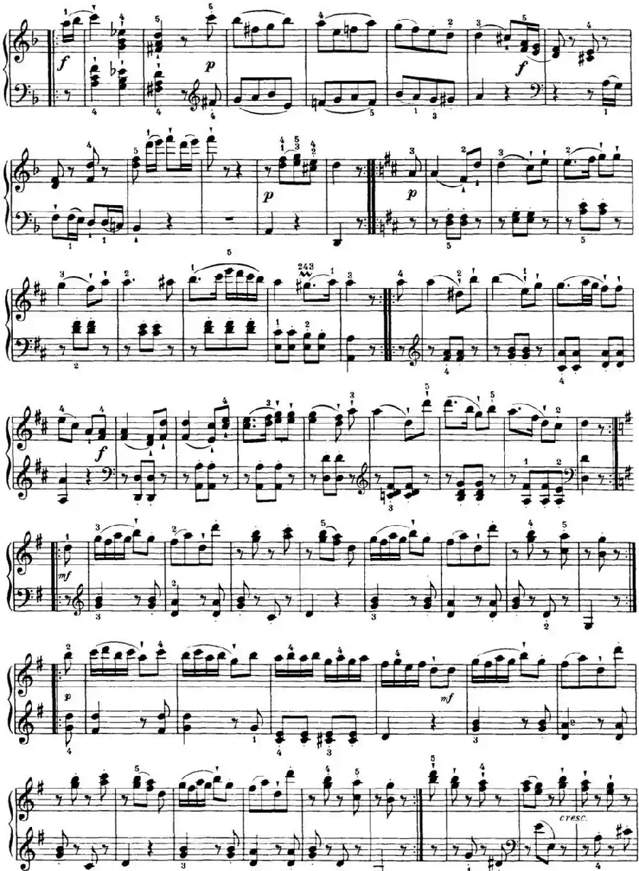 海顿 钢琴奏鸣曲 Hob XVI 37 in D major