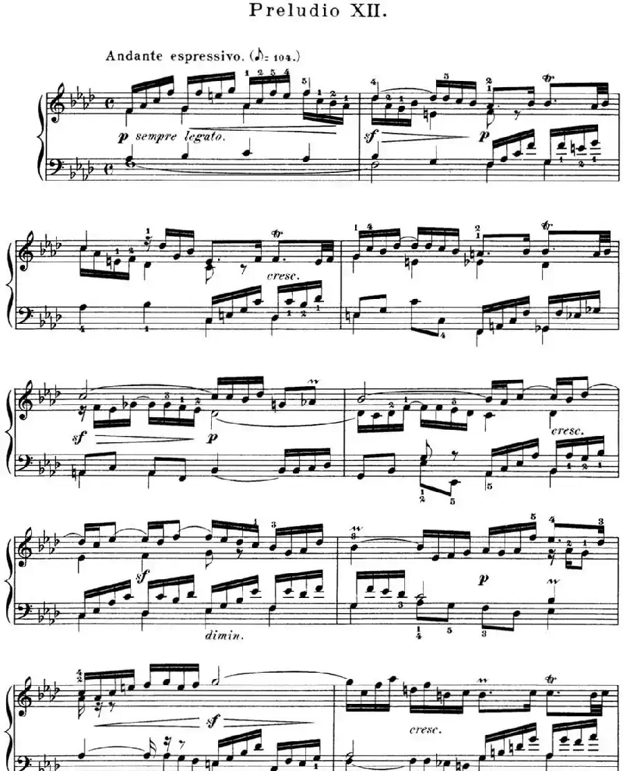 巴赫《平均律钢琴曲集·第一卷》之前奏曲(NO.12)