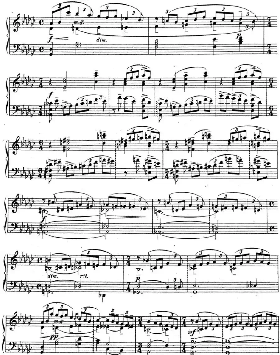 拉赫玛尼诺夫 音乐瞬间 Op.16 No.1 降b小调