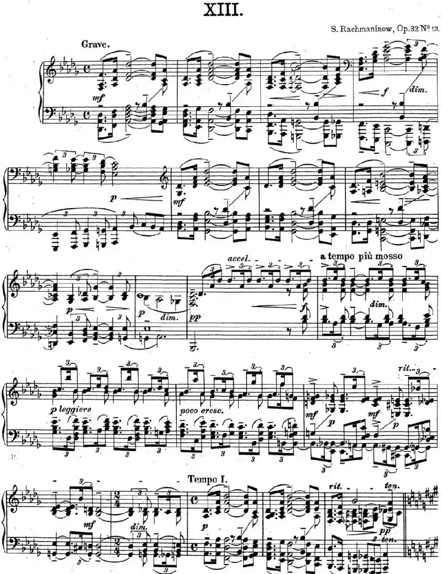 拉赫玛尼诺夫 钢琴前奏曲24 降D大调 Op.32 No.13