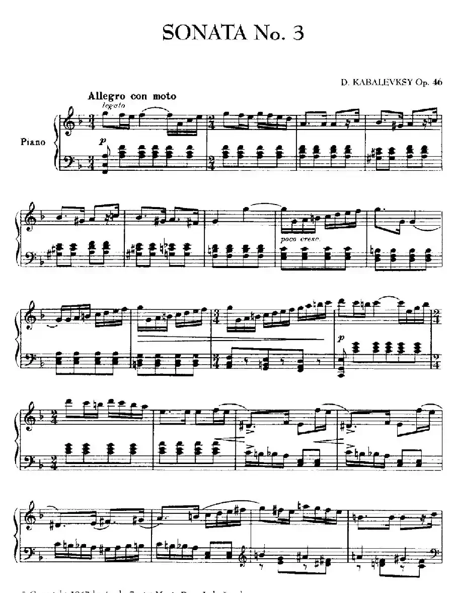 Piano Sonata No.3 in F Major Op.46（F大调第三钢琴奏鸣曲·Ⅰ）