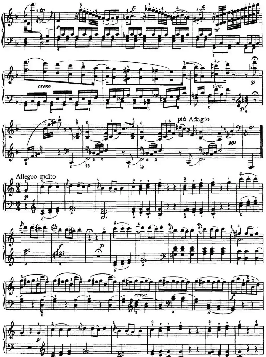 海顿 钢琴奏鸣曲 Hob XVI 50 in C major